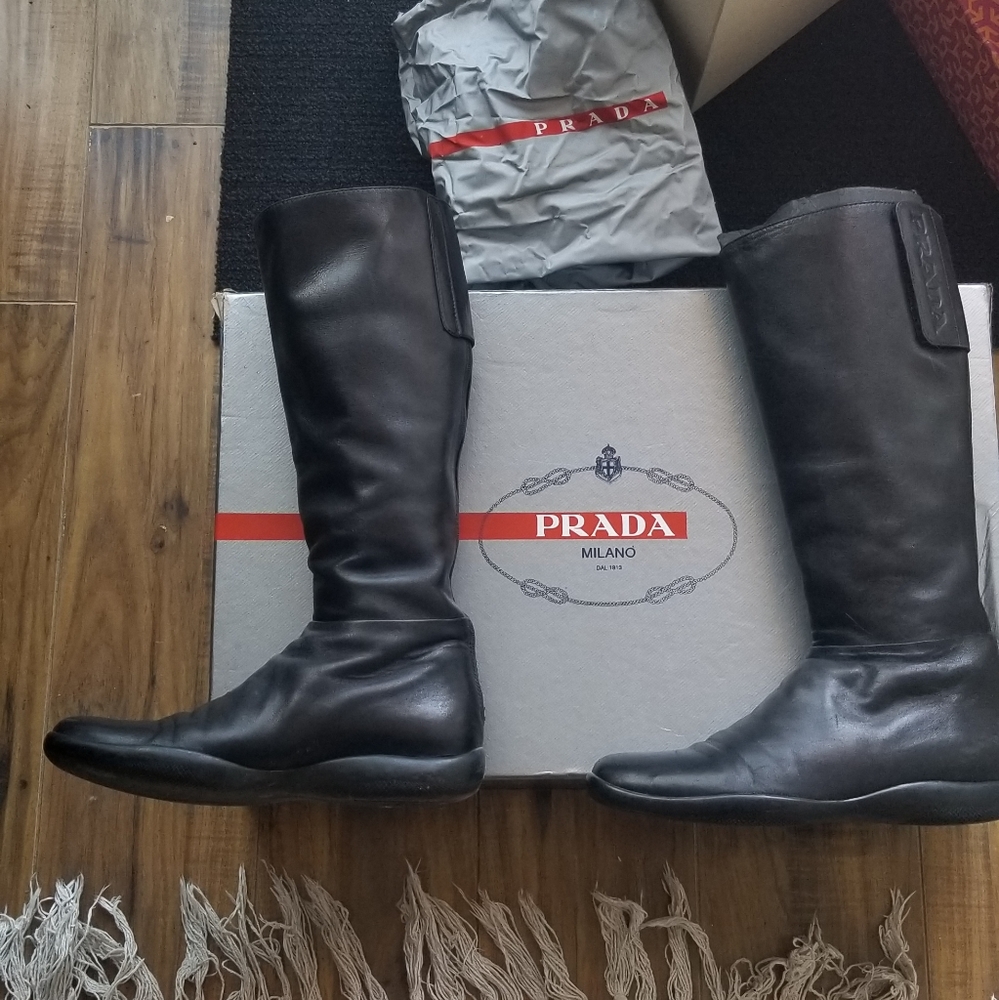 Prada Black Leather Boots S:9